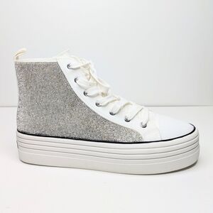 Steve Madden Berker Rhinestones High Top Platform Side Zip Women's Size 10